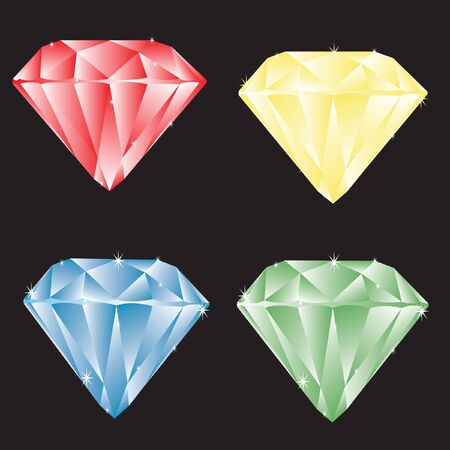 Jewels of the miscellaneous of the colour on blackのイラスト素材