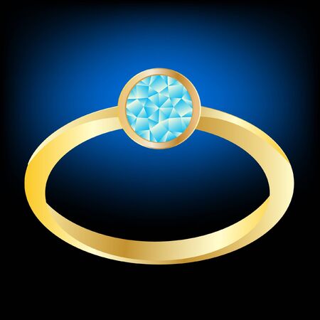 Gilded ring with diamond on black backgroundのイラスト素材