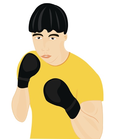 Boxer in glove on white backgroundのイラスト素材