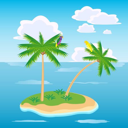 Tropical island in oceanのイラスト素材