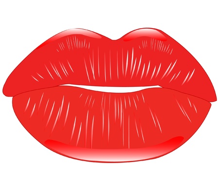 Vector illustration of the bright red feminine lipsのイラスト素材