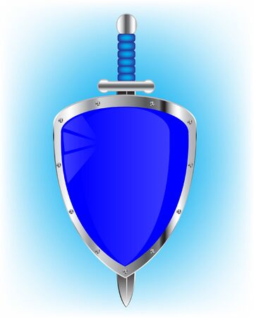 Illustration of the shield on turn blue backgroundのイラスト素材