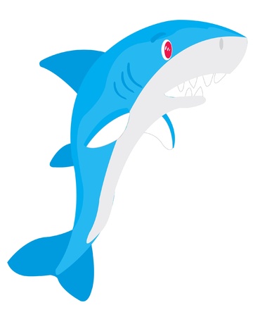 Illustration of ravenous fish of the shark on white backgroundのイラスト素材