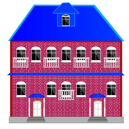 Illustration of the big brick building on white backgroundのイラスト素材