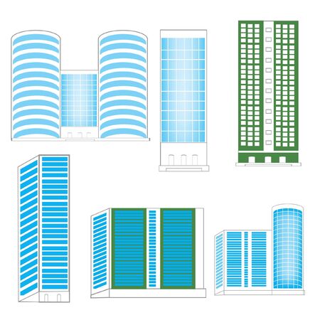 Illustration of the townhouses on white backgroundのイラスト素材