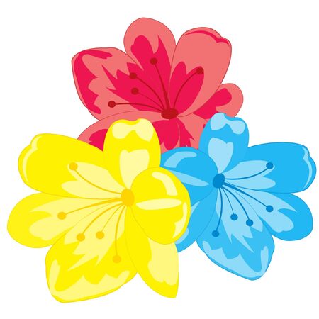 Illustration three flowers on white backgroundのイラスト素材