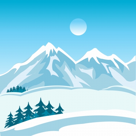 Illustration of the mountain landscape in winterのイラスト素材