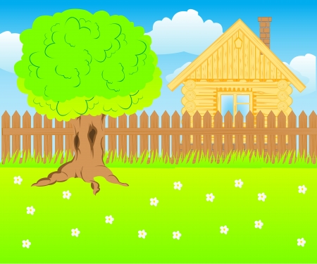 Illustration of the new building on natureのイラスト素材