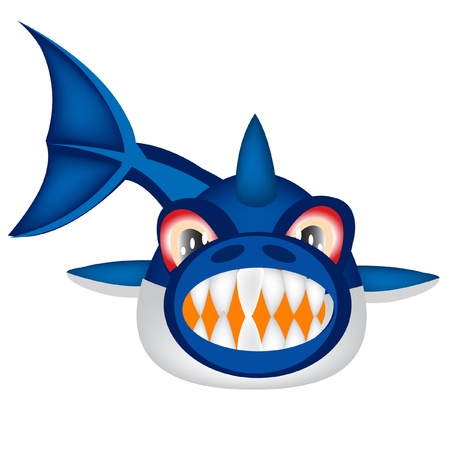Illustration of ravenous fish on white backgroundのイラスト素材