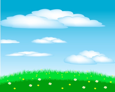 Year glade with flower on background blue skyのイラスト素材