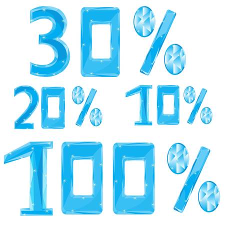 Illustration of the numerals in ice percent on white backgroundのイラスト素材