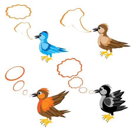 Illustration birdie and frames on white backgroundのイラスト素材