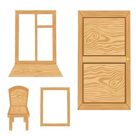 Illustration window and doors from tree on white backgroundのイラスト素材