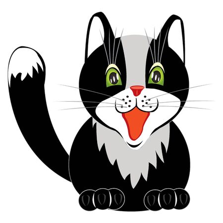 Illustration nice black cat on white backgroundのイラスト素材