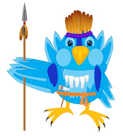 Bird warrior with weapon on white background is insulatedのイラスト素材