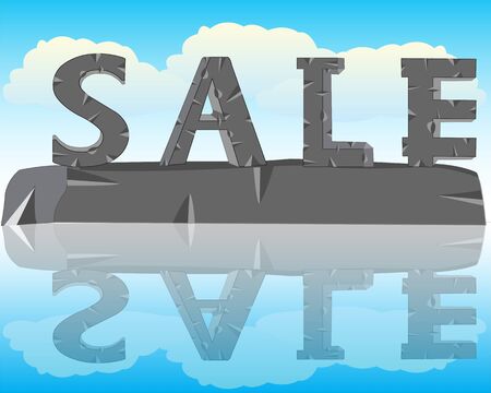 Word of the sale from stone and his reflection in waterのイラスト素材