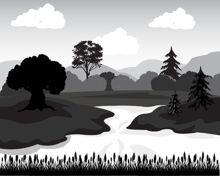 The Landscape in white tone.のイラスト素材