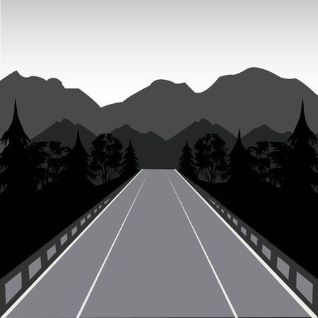 The Car road in mountain and wood.Vector illustrationのイラスト素材