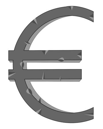 Sign euro from stone on white backgroundのイラスト素材