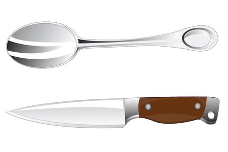 Tablewears spoon and knife on white background is insulatedのイラスト素材