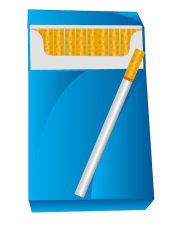 Blue pack with cigarette on white background is insulatedのイラスト素材