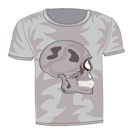 Sulfuric t-shirt decorated a drawing of the skull of the personのイラスト素材