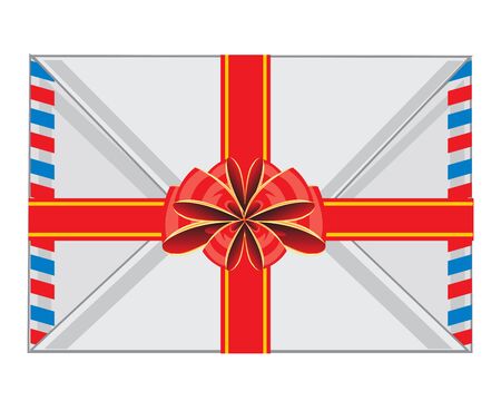 The Postal envelope decorated by red bow.Vector illustrationのイラスト素材