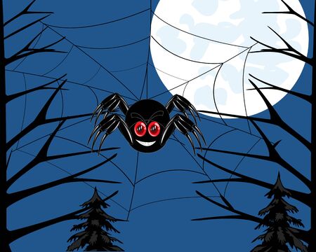 Insect spider in wood braids network .Vector illustrationのイラスト素材