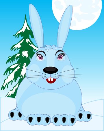 The Animal hare in wood in winter.Vector illustrationのイラスト素材