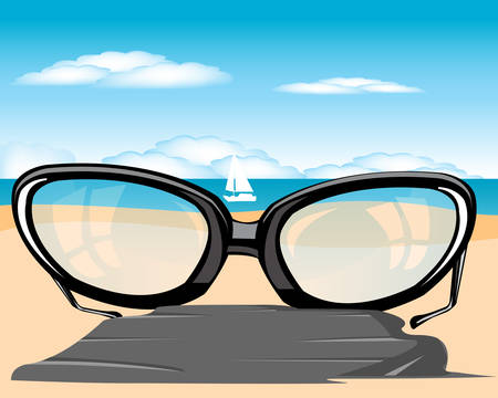 The Spectacles on beach beside epidemic deathes.illustrationのイラスト素材