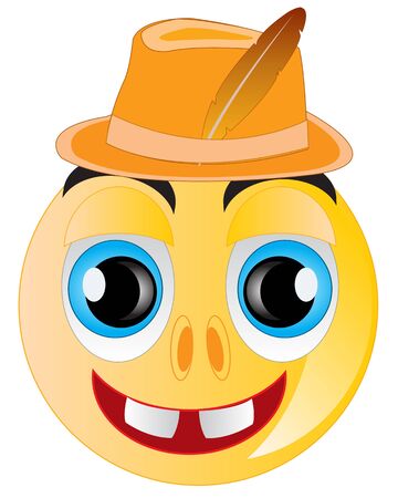 Smile in hat c feather on white background is insulatedのイラスト素材