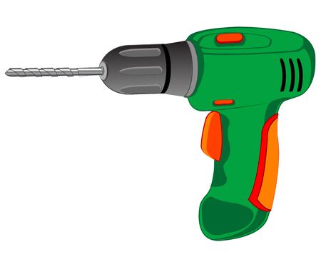 Worker tools electric drill on white background is insulatedのイラスト素材