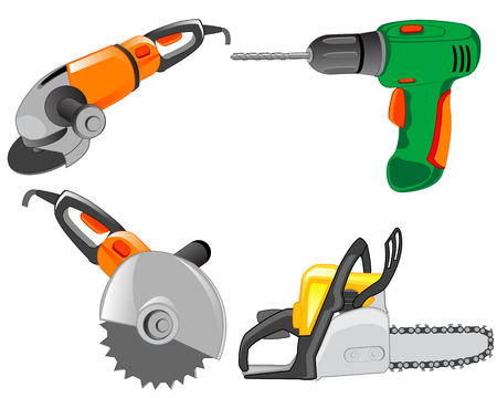 Much tools electric for working on white background is insulatedのイラスト素材