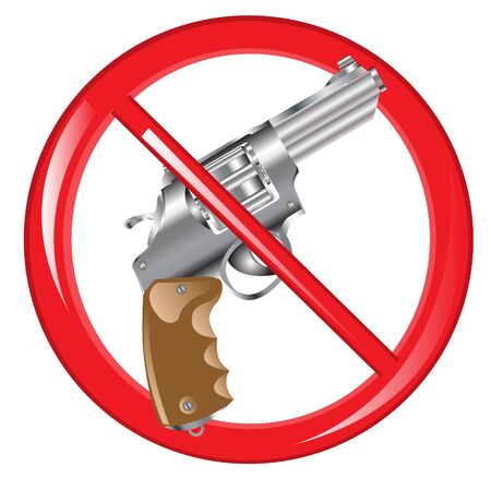 Red sign prohibiting firearm on white background is insulatedのイラスト素材