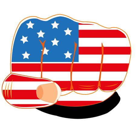 Vector illustration of the flag of the america on fist of the personのイラスト素材