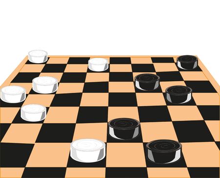 Chess board and checkers on white background is insulatedのイラスト素材