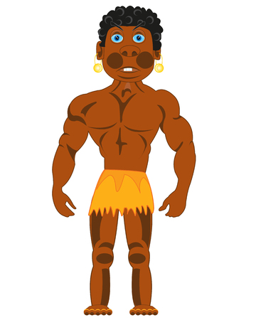 Young and strong man african on white background is insulatedのイラスト素材