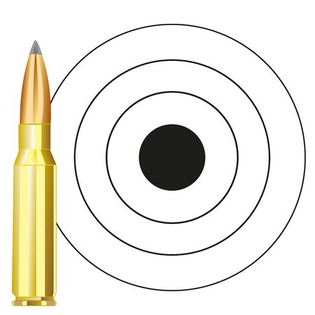 Round dartboard and charged patron on white background is insulatedのイラスト素材