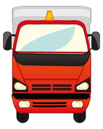 The Red big car for transportation cargo. Vector illustrationのイラスト素材