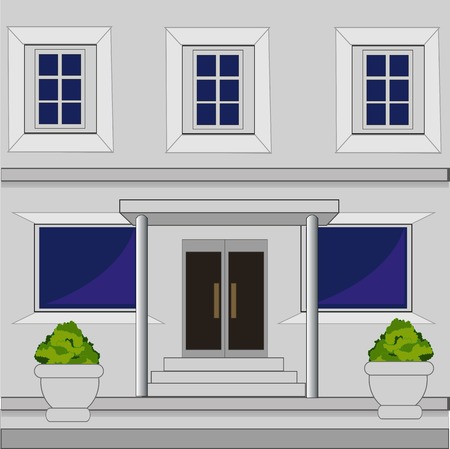 Facade of the big building sulphur colourのイラスト素材