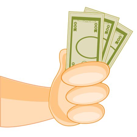 Money bills in hand of the person on white background is insulatedのイラスト素材