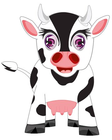 isolated cartoon cow on white backgroundのイラスト素材