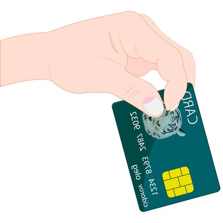 Hand of the person with bank card on white background is insulatedのイラスト素材
