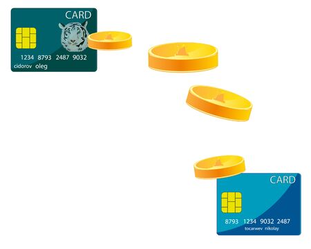 Translation of the money with one bank card on anotherのイラスト素材
