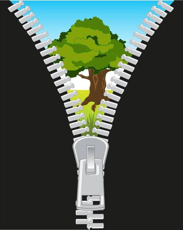 The Clasp lightning on cloth openning nature.Vector illustrationのイラスト素材