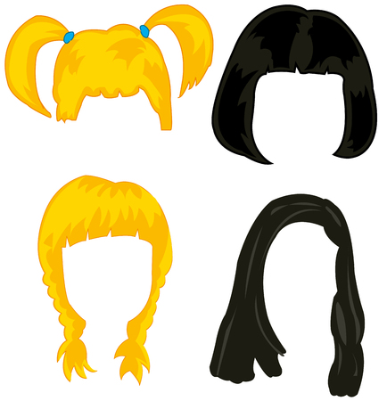 Feminine wigs on white background is insulatedのイラスト素材