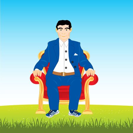Man in easy chair on gladeのイラスト素材
