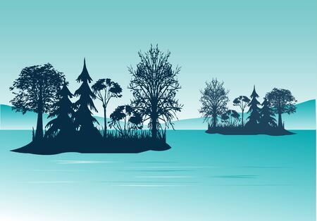 Island on riverのイラスト素材
