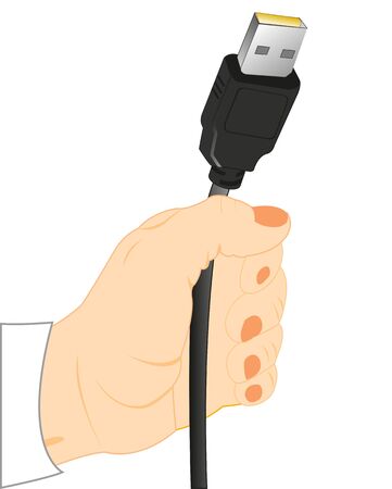 Cable in handのイラスト素材