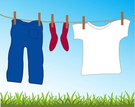 Linen on ropeのイラスト素材